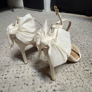 Stuart Weitzman Nudistsong Ivory mesh Bow Heel wedding shoes